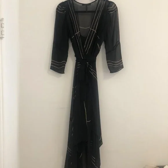 bcbg black wrap dress BCBG Knee Length Wrap Dress – eKlozet